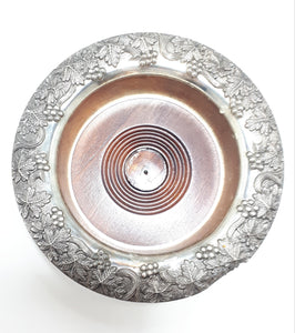 Solid & Heavy Silver Plated Embossed Bottle Coaster – Wood liner & Felt Base