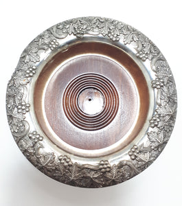 Solid & Heavy Silver Plated Embossed Bottle Coaster – Wood liner & Felt Base