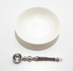 Classic White Fine Porcelain Relish / Dip Bowl With Condiment Spoon