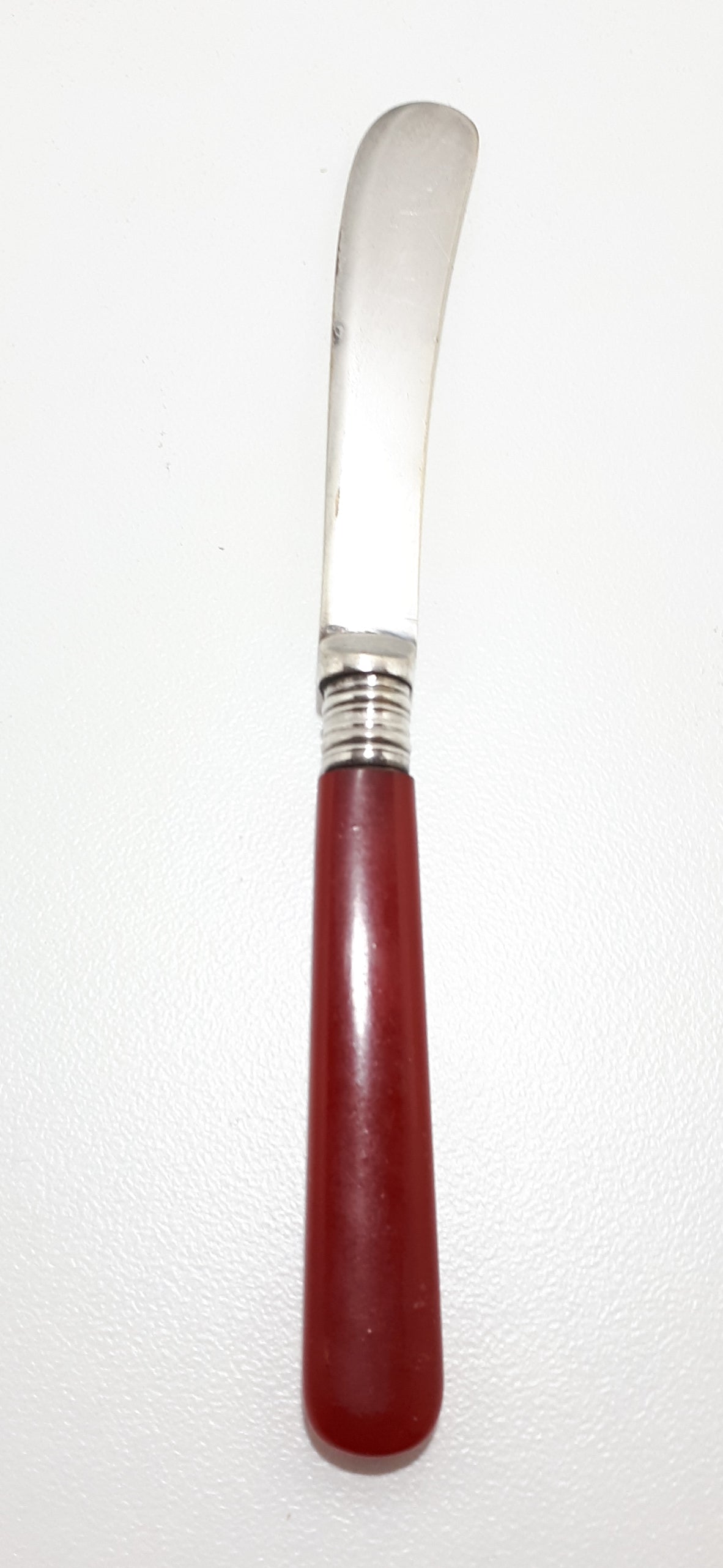 Little EPNS Butter Or Pate Knife With Red Bakelite Handle