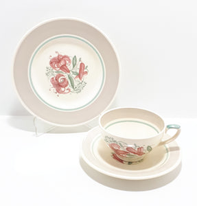 Susie Cooper Tea Trio (Cup, Saucer & Tea Plate) –Tiger Lily Pattern