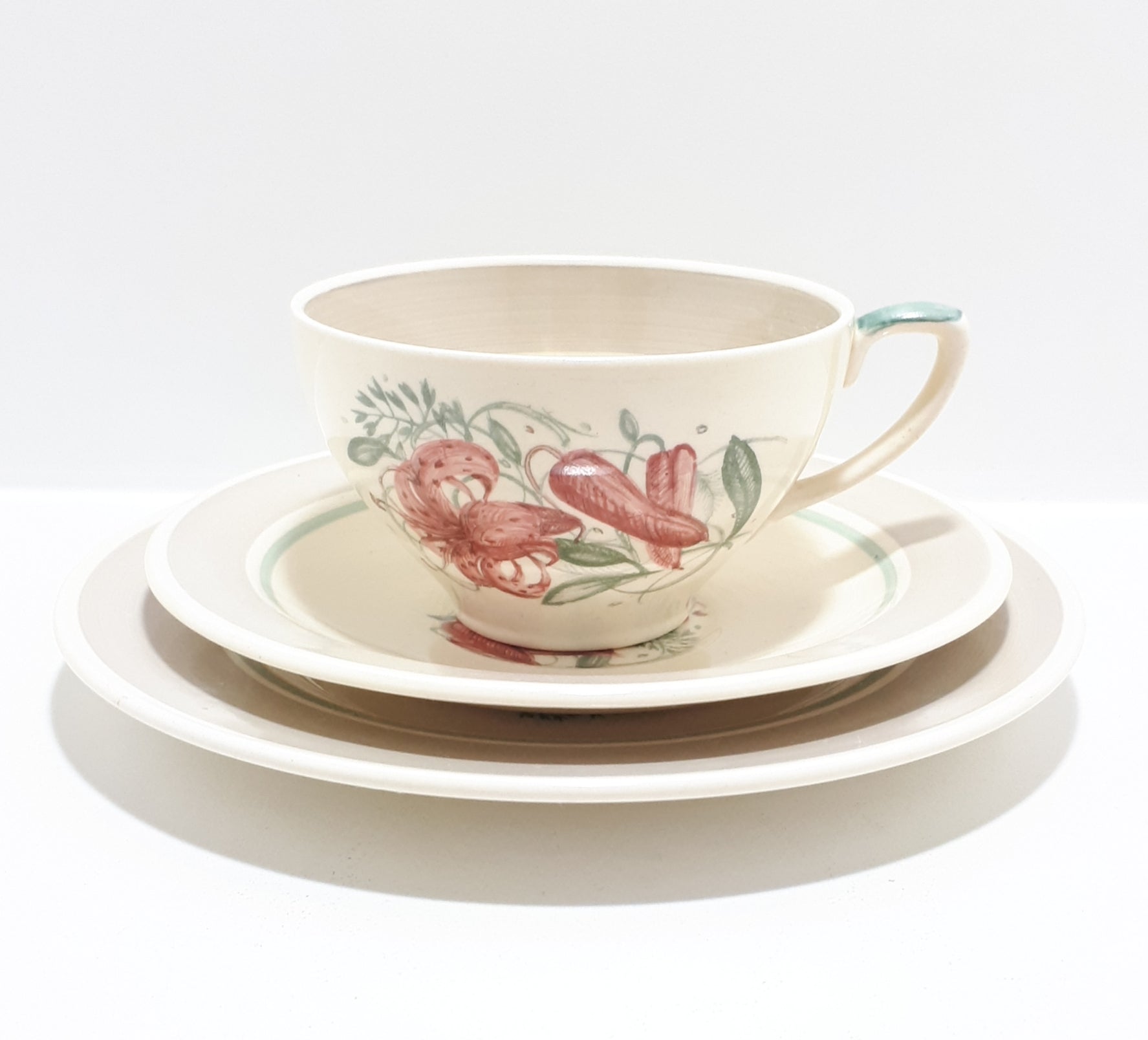 Susie Cooper Tea Trio (Cup, Saucer & Tea Plate) –Tiger Lily Pattern