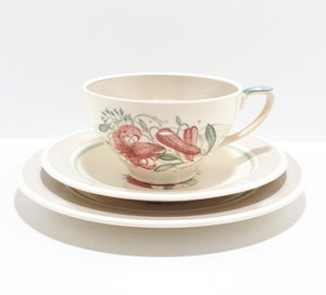 Susie Cooper Tea Trio (Cup, Saucer & Tea Plate) –Tiger Lily Pattern