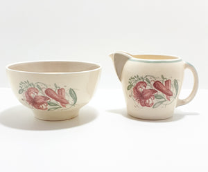 Susie Cooper Kestrel Shape Creamer & Large Open Sugar Bowl –Tiger Lily Pattern