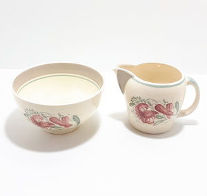 Susie Cooper Kestrel Shape Creamer & Large Open Sugar Bowl –Tiger Lily Pattern