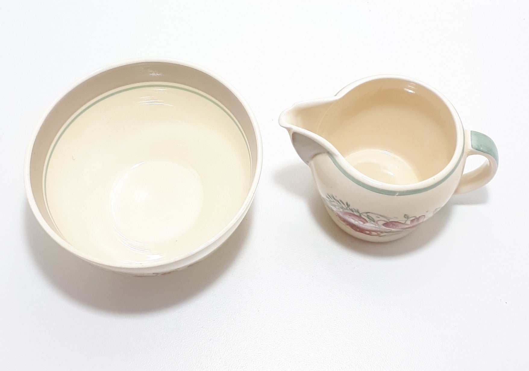 Susie Cooper Kestrel Shape Creamer & Large Open Sugar Bowl –Tiger Lily Pattern