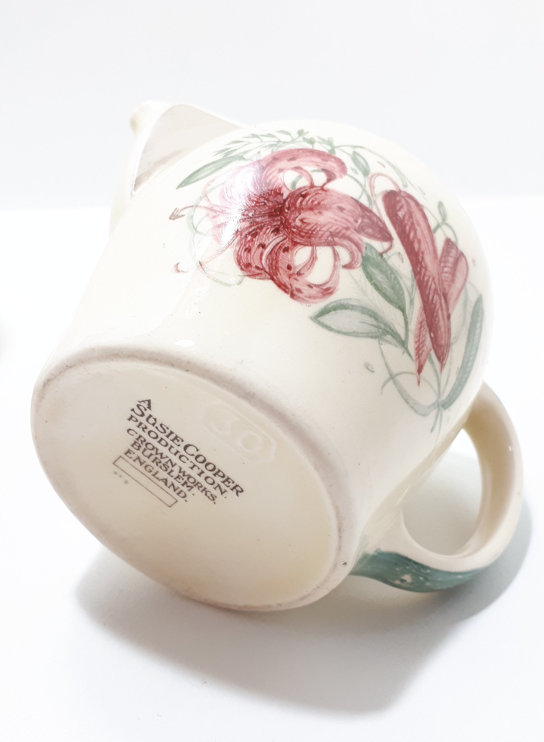 Susie Cooper Kestrel Shape Creamer & Large Open Sugar Bowl –Tiger Lily Pattern