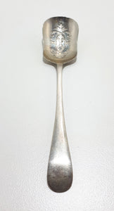Vintage Stainless Nickel Silver Sugar Spoon – Etched Bowl