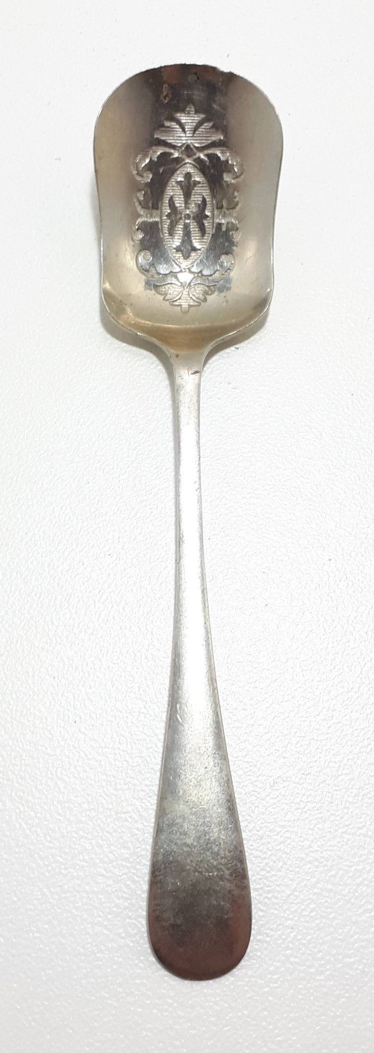 Vintage Stainless Nickel Silver Sugar Spoon – Etched Bowl