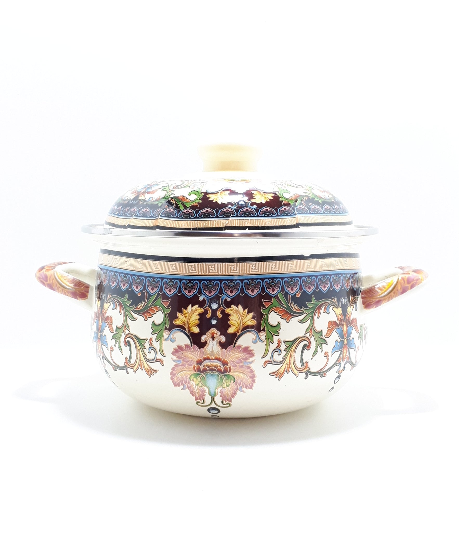 Decorated Enamel Cooking Pot