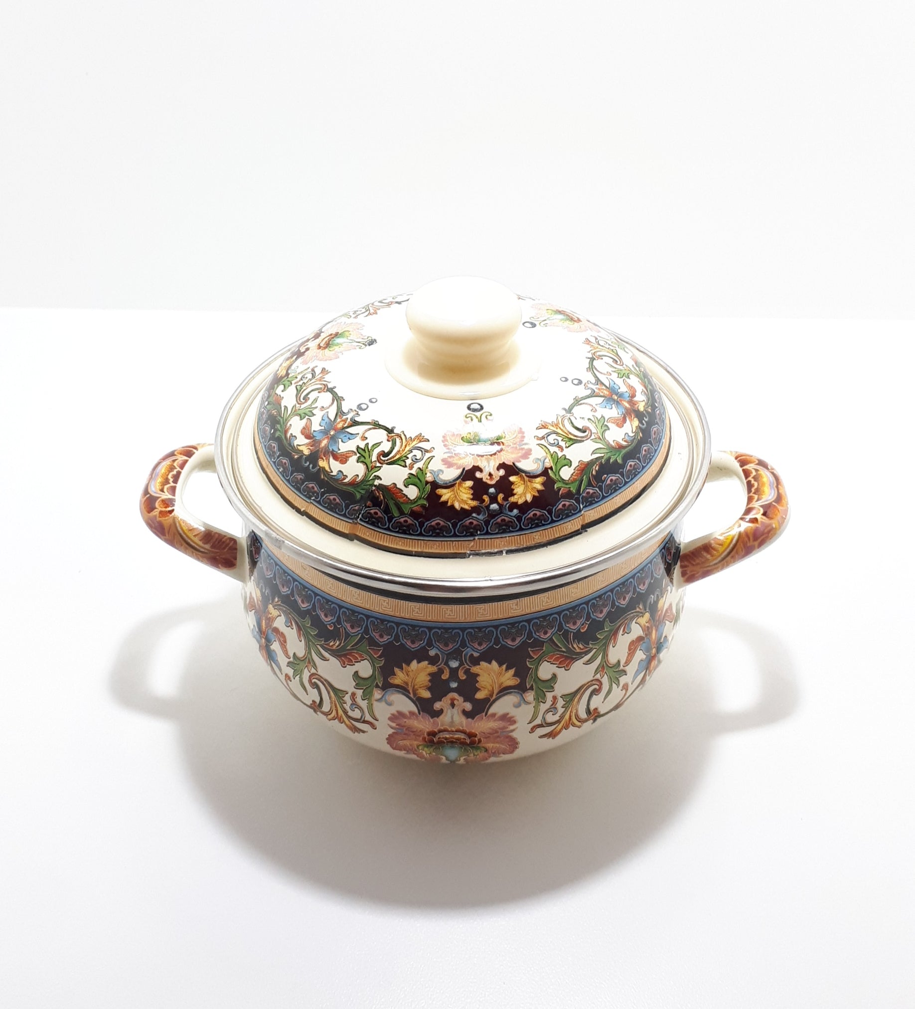 Decorated Enamel Cooking Pot