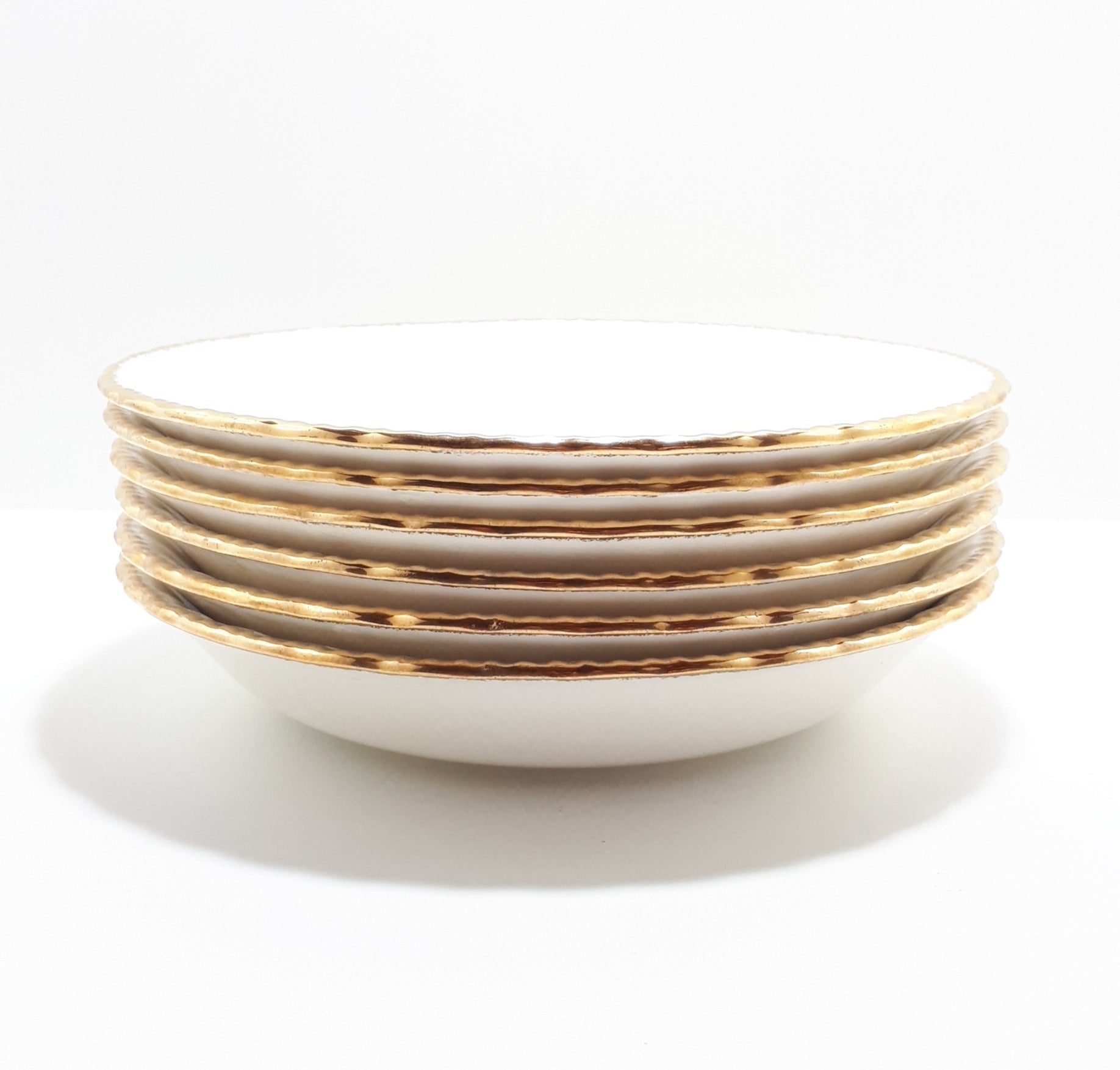 c.1936-54 W H Grindley Creampetal Set Of 6 Vintage Soup / Larger Dessert Bowls