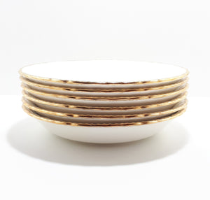 c.1936-54 W H Grindley Creampetal Set Of 6 Vintage Soup / Larger Dessert Bowls