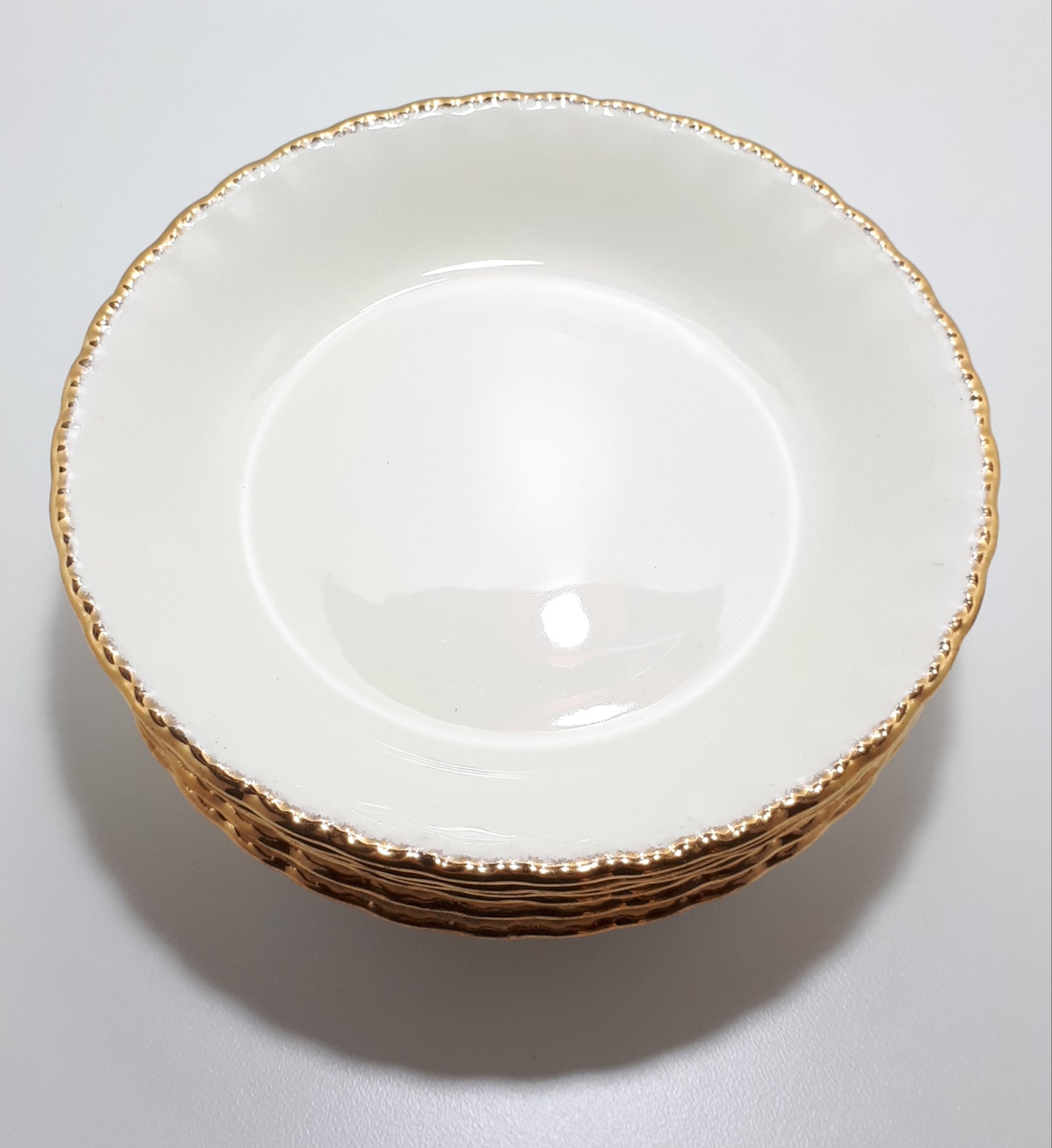 c.1936-54 W H Grindley Creampetal Set Of 6 Vintage Soup / Larger Dessert Bowls