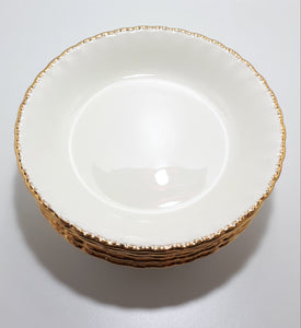 c.1936-54 W H Grindley Creampetal Set Of 6 Vintage Soup / Larger Dessert Bowls