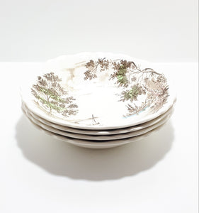 Highly Collectable Picture ware Set Of 4 Soup Bowls – J&G Meakin “Olde Avon Dale”