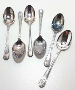 Set Of 6 Vintage Insignia Plate EPNS Tea Spoons - C-Monogram On Handles