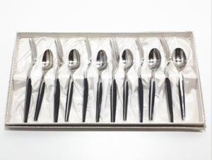 Retro Set Of 12 Eetrite “Moderna” Handle Design Stainless Steel & Bakelite Cutlery – Original Box