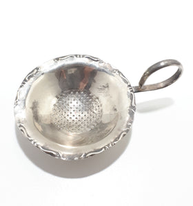Unique Silver Plated Tea Strainer With Ball Feet & Scroll Handle