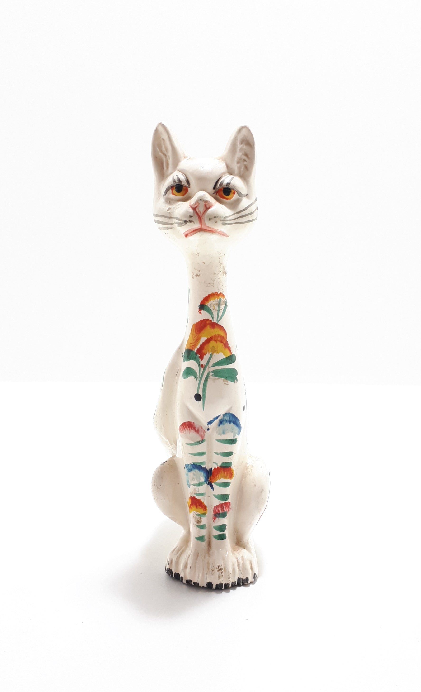 Vintage Set Of 3 Hand Decorated Graduating Ceramic Cat Figurines