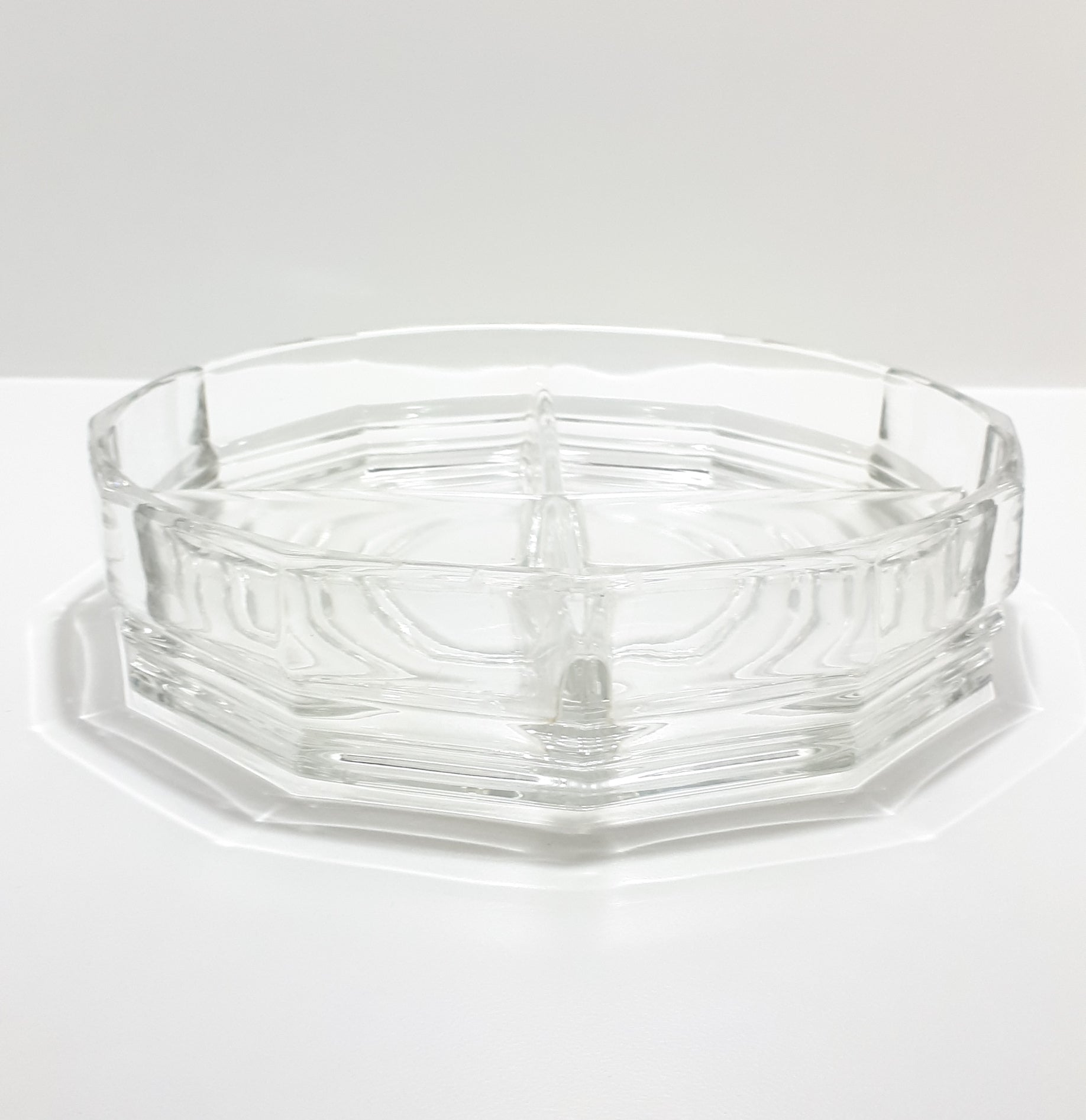 Vintage Clear Glass Four Division Snack Bowl