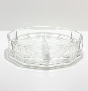 Vintage Clear Glass Four Division Snack Bowl
