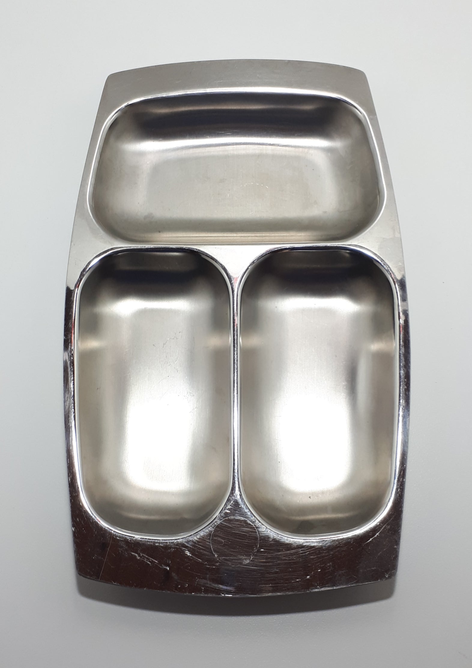 Vintage Stainless Steel Three-Division Tray