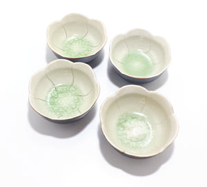 4 Piece Ceramic Glazed Dip Or Relish Bowls – Lotus Flower