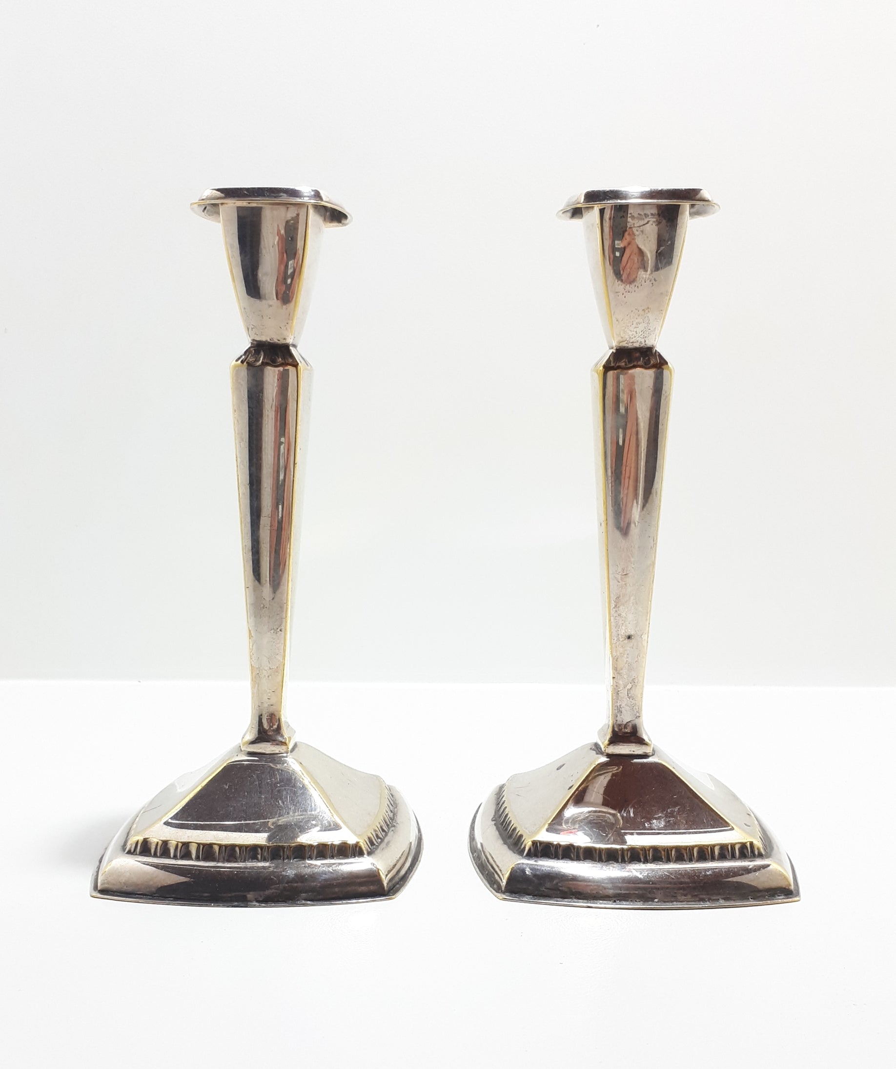 Pair Of Silver Plated Candle Stick Holders - Thinner Candle Size