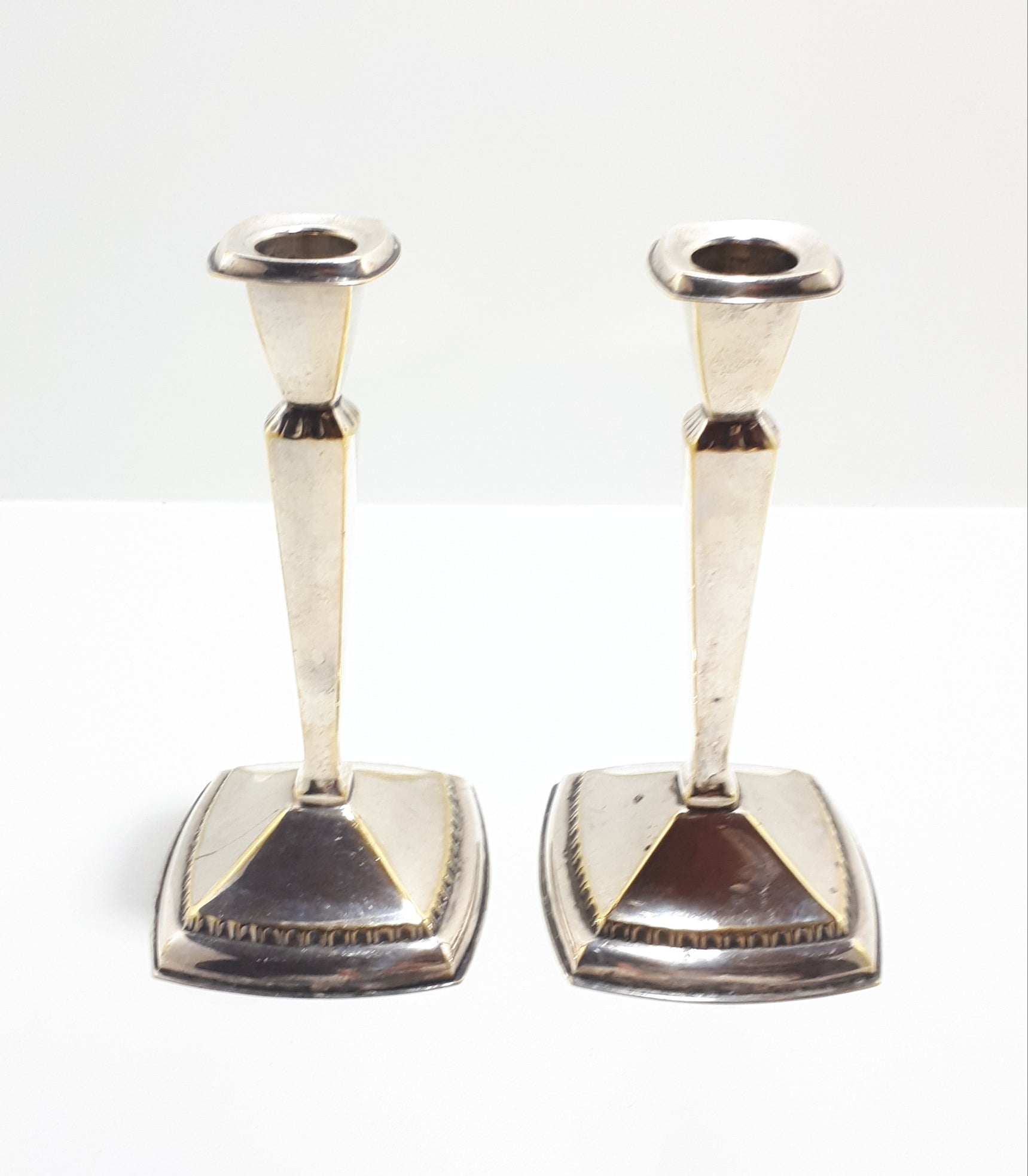 Pair Of Silver Plated Candle Stick Holders - Thinner Candle Size