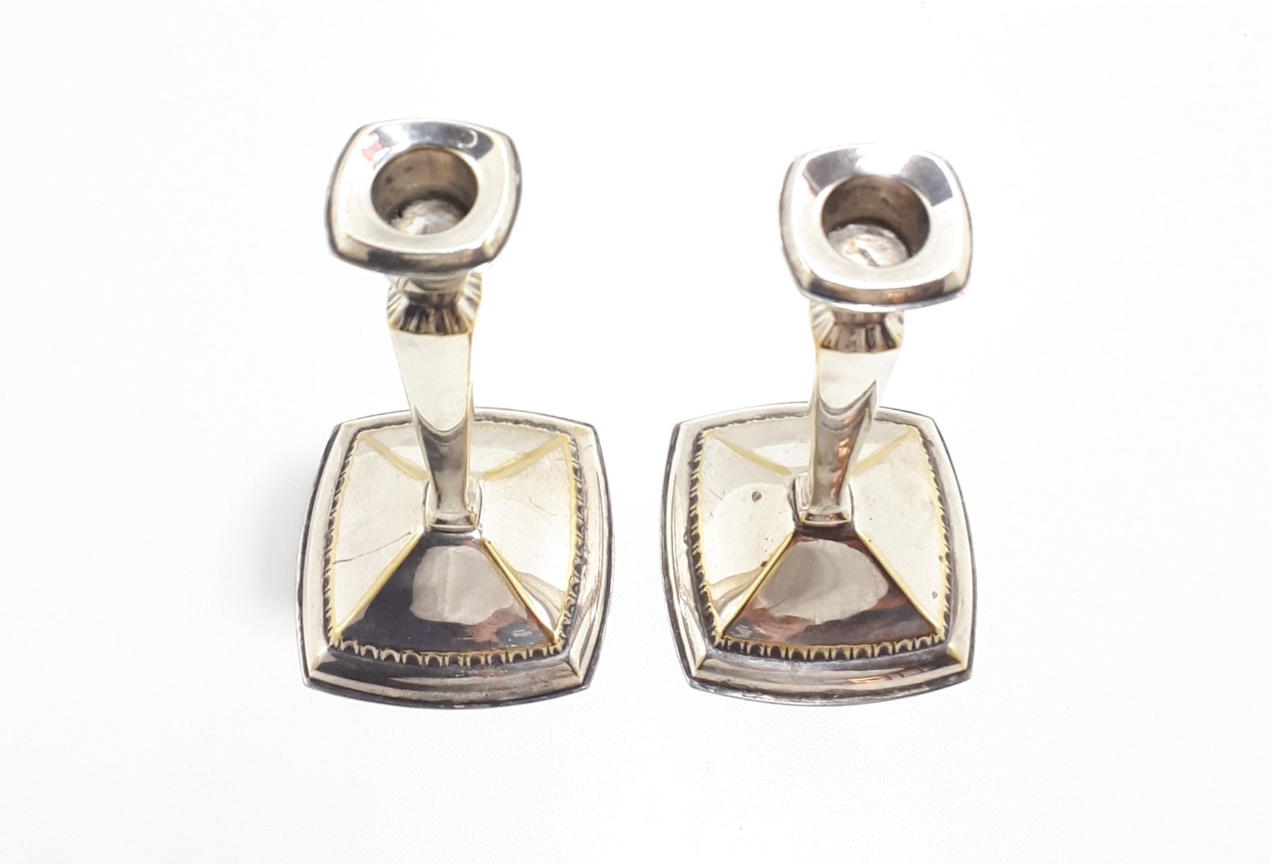Pair Of Silver Plated Candle Stick Holders - Thinner Candle Size
