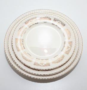 Antique 1913-1920’s Johnson Bros Porcelain Plate Set – Bread, Salad, Dinner – JB10 & JB13 Gold Pattern