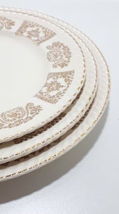 Antique 1913-1920’s Johnson Bros Porcelain Plate Set – Bread, Salad, Dinner – JB10 & JB13 Gold Pattern