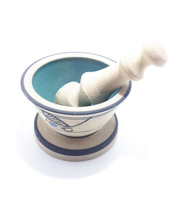 Stoneware Mortar & Pestle Decorated With Enameled Patterning