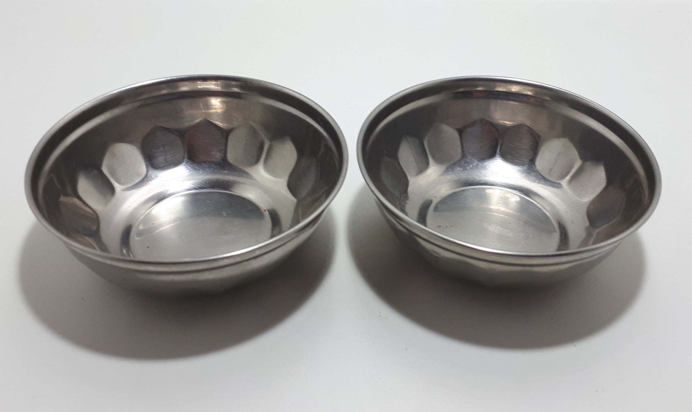 Pair Of Two Stainless Steel Food Prep / Spice Bowls
