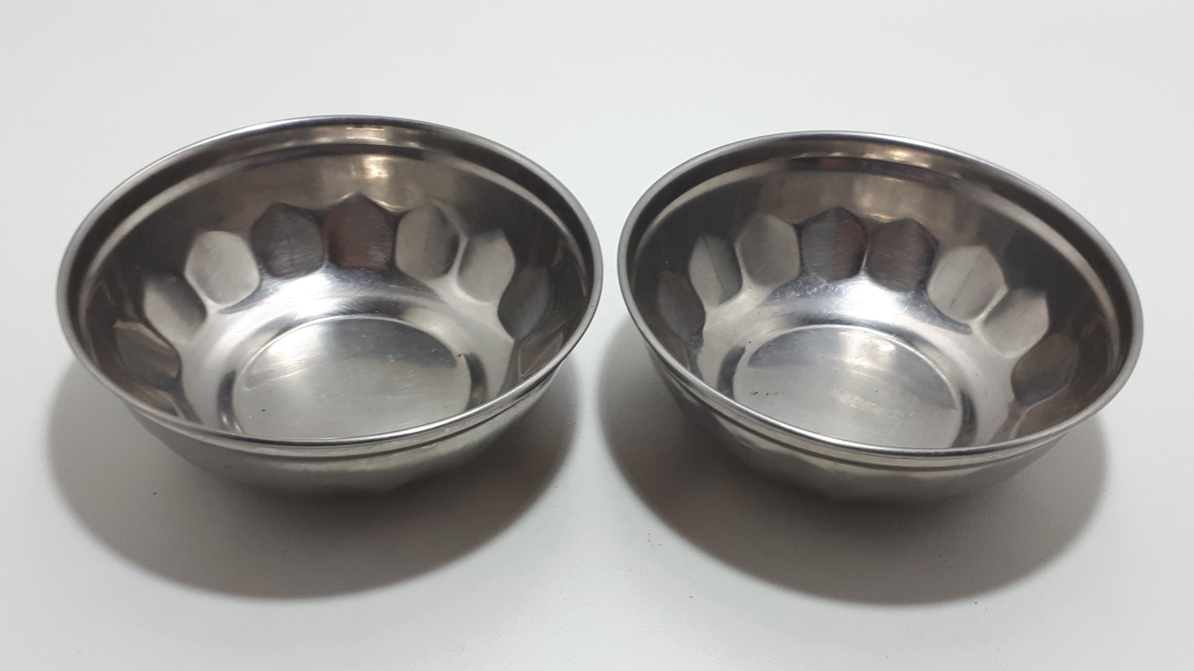Pair Of Two Stainless Steel Food Prep / Spice Bowls