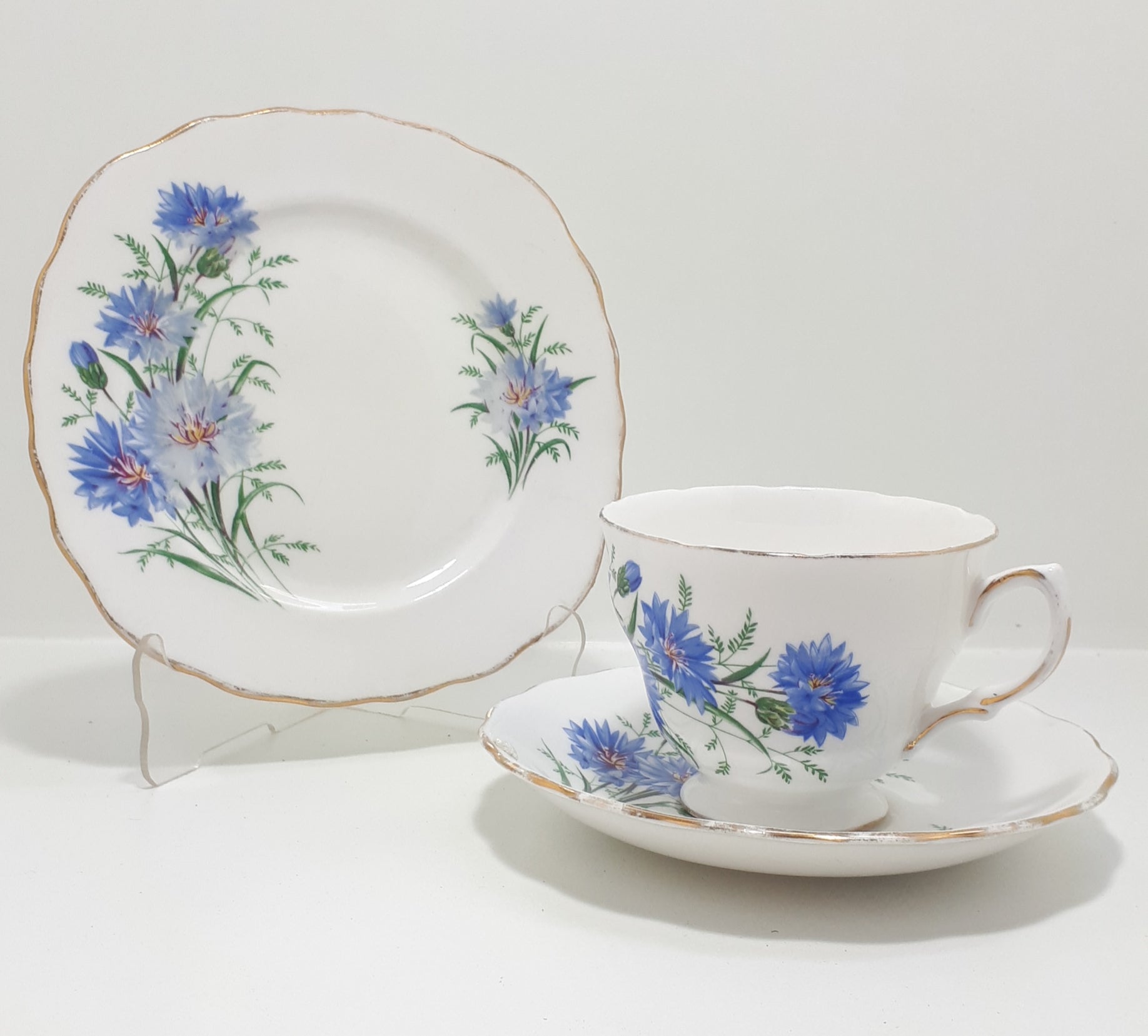 Royal Vale Blue Cornflower Tea Trio – Pattern 7513