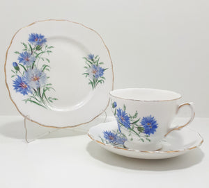 Royal Vale Blue Cornflower Tea Trio – Pattern 7513