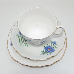 Royal Vale Blue Cornflower Tea Trio – Pattern 7513