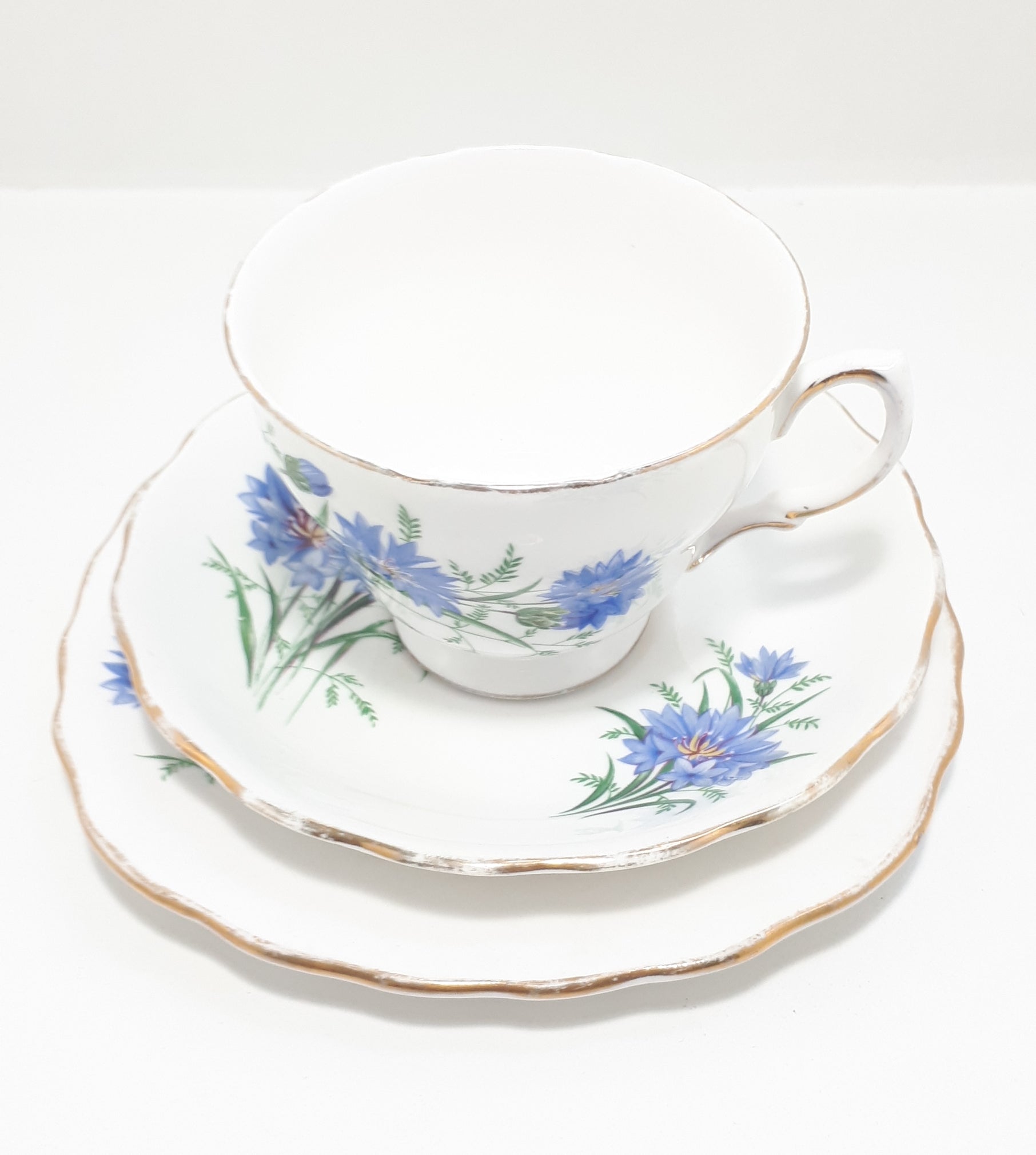 Royal Vale Blue Cornflower Tea Trio – Pattern 7513