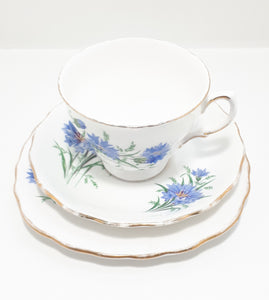 Royal Vale Blue Cornflower Tea Trio – Pattern 7513