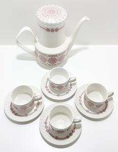 Very Rare Pink Retro Spanish Pontesa Castillian Pattern Coffee Set