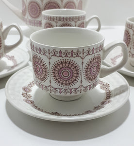 Very Rare Pink Retro Spanish Pontesa Castillian Pattern Coffee Set