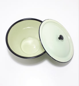 Enamel Footed & Lidded Bowl