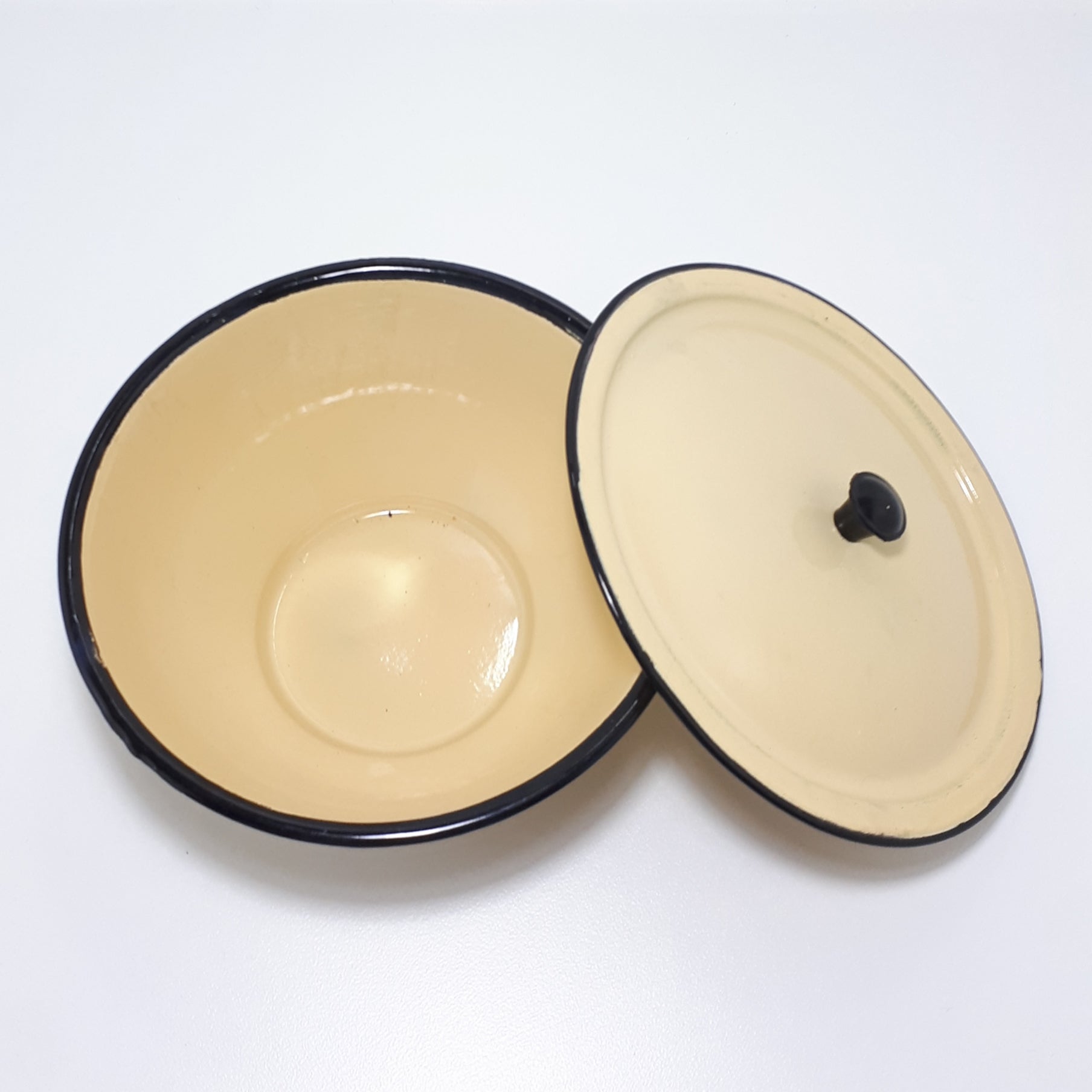 Enamel Footed & Lidded Bowl