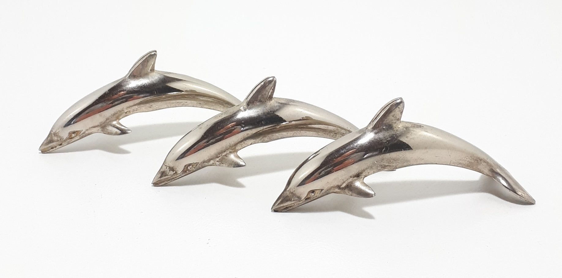 Set Of Eight Silver Plated Dolphin Name Place Holders