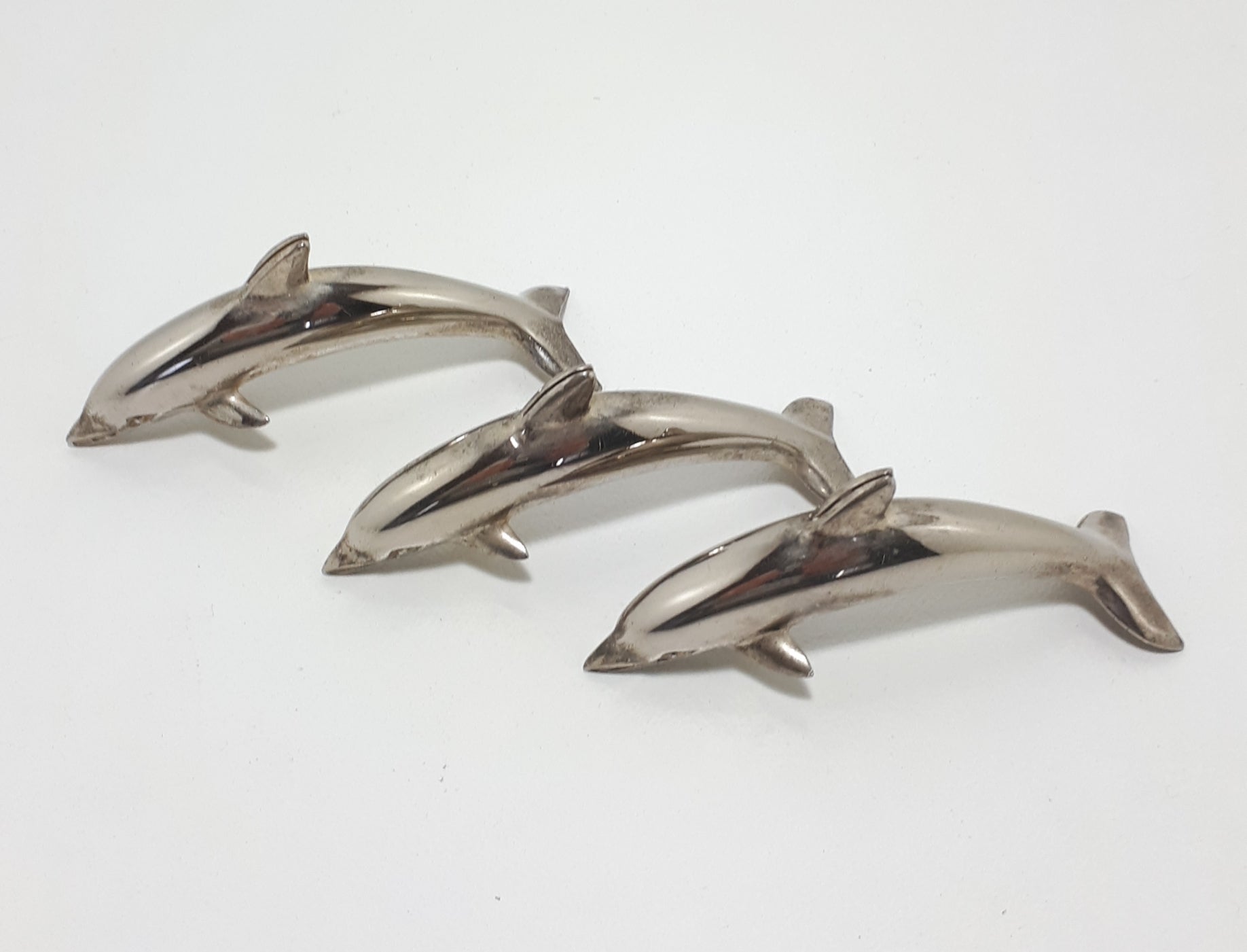 Set Of Eight Silver Plated Dolphin Name Place Holders