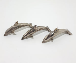 Set Of Three Silver Plated Dolphin Place Name Holders