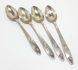 Set Of Four Silver Plated Priestly & Moore, Sheffield, Bouquet Tea Spoons