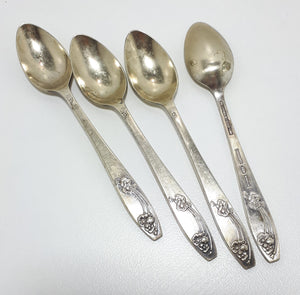 Set Of Four Silver Plated Priestly & Moore, Sheffield, Bouquet Tea Spoons